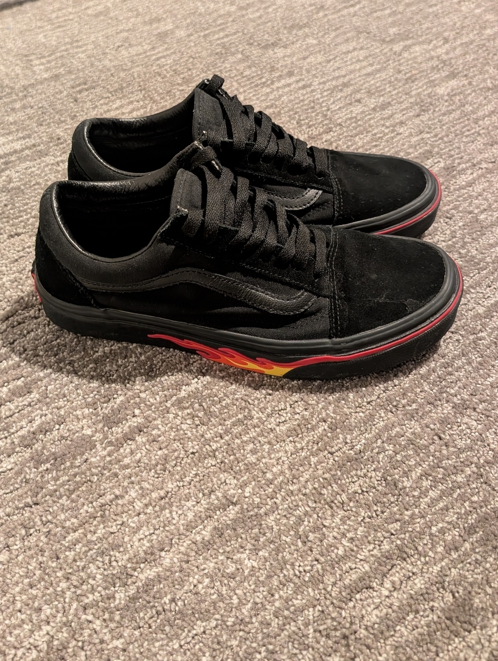 Vans Old Skool Black Flame Sneakers - Men's 7.5/Women's 9
